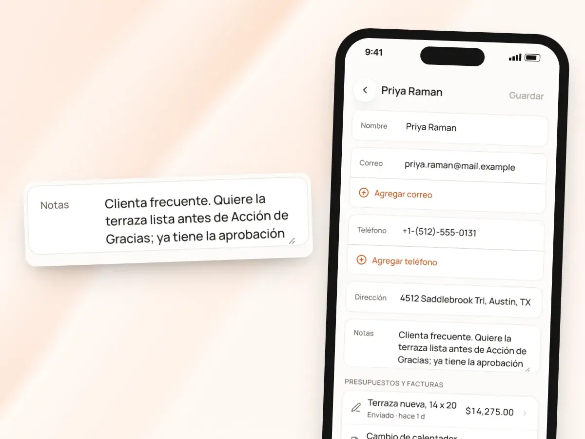 Las notas privadas de una clienta en un teléfono