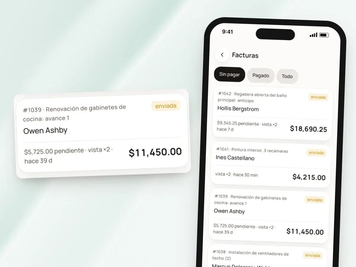 Facturas sin pagar en un teléfono, incluida la del primer pago por avance con una parte aún pendiente