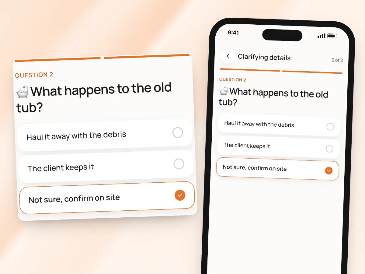A clarifying question on a phone with Not sure, confirm on site chosen