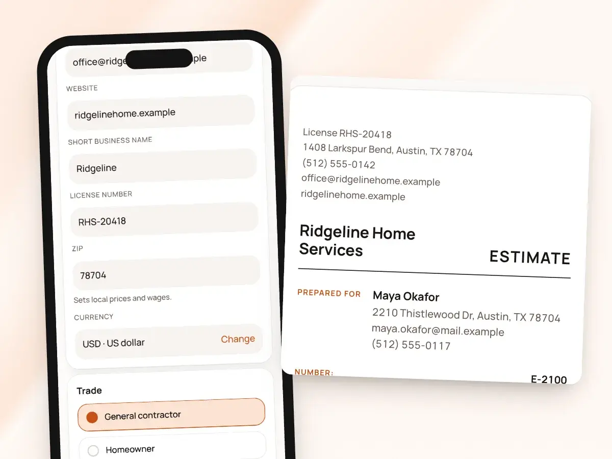 The license number in Business info, and the document header showing it