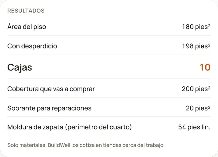 Resultados: Calculadora de pisos