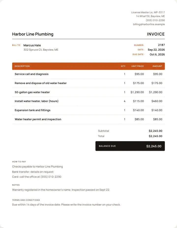 An example invoice