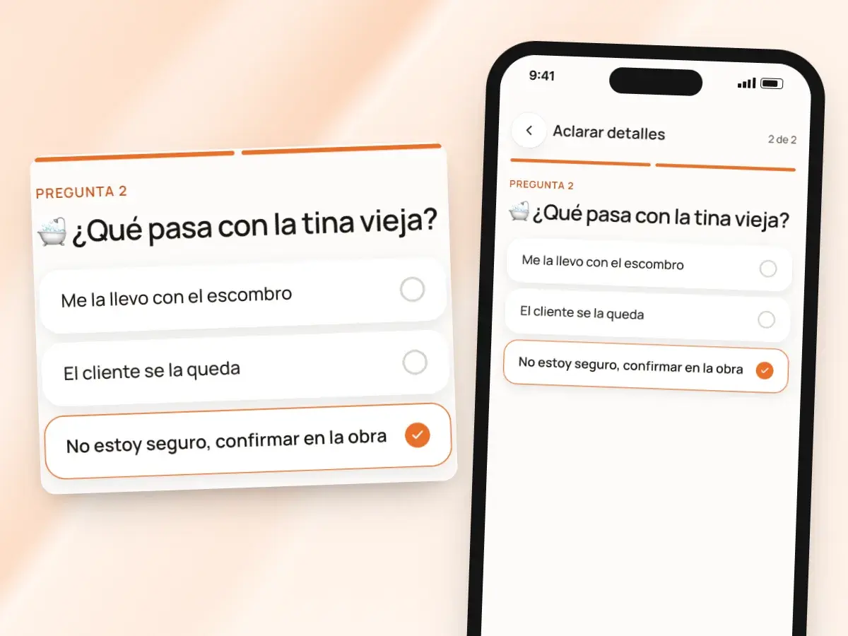 Una pregunta de aclaración en un teléfono con No estoy seguro, confirmar en la obra elegida