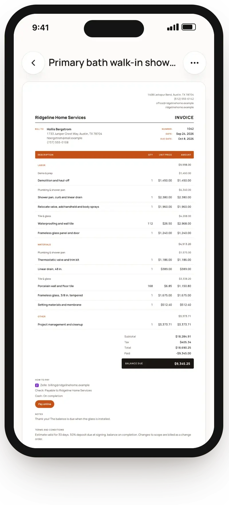 Get paid from the invoice